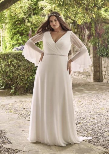 jednoduché boho svatební šaty s rukávem