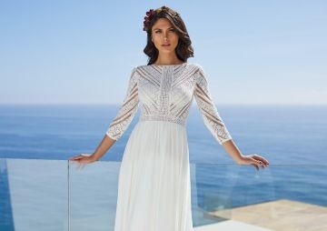 boho svatební šaty s rukávem